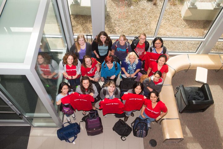 BRAIDS group at Grace Hopper Conference, 2014 (before departure and at conference with Maria Klawe)